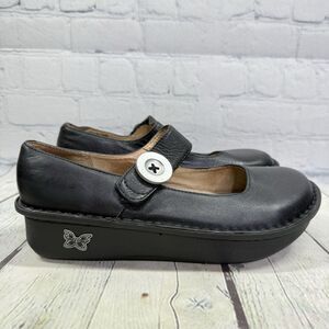 Alegria Mary Jane Women Size 8.5-9 US 38 EU Black Leather Comfort Clog Shoes